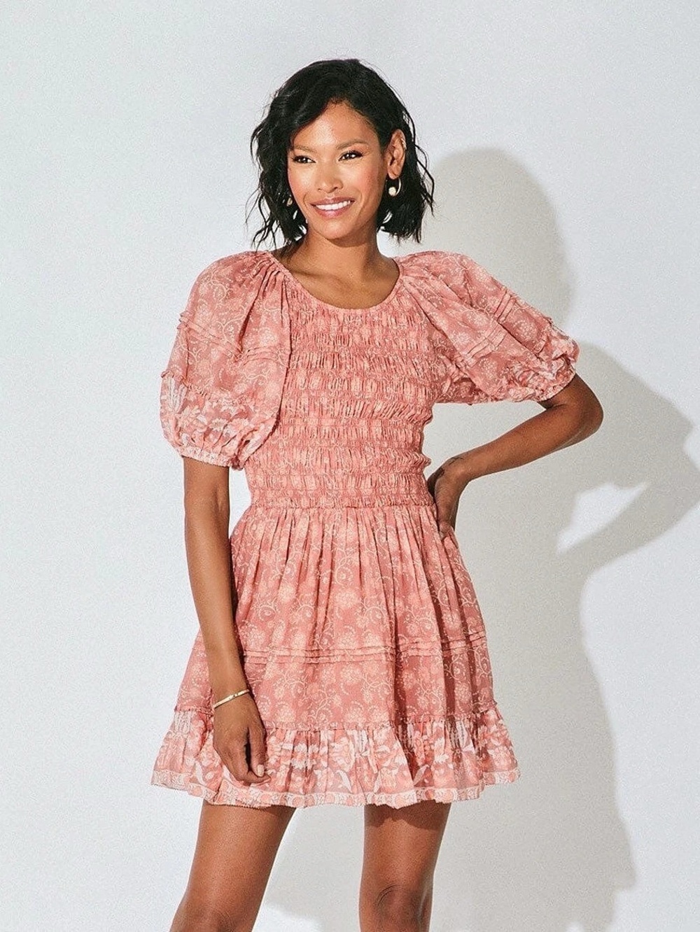 Cleobella Paisley Mini Dress in Pink Size XS Like New